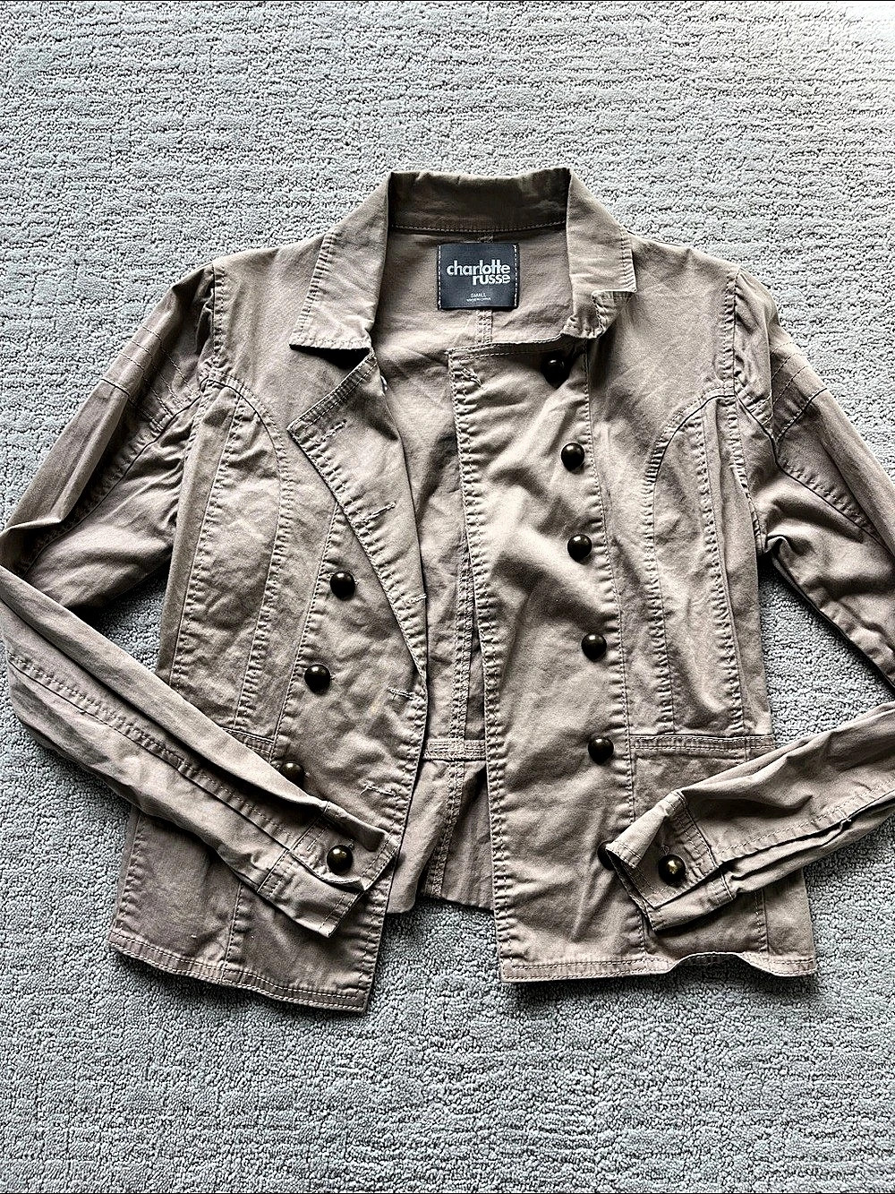 Charlotte Russe Utility Jacket in Taupe